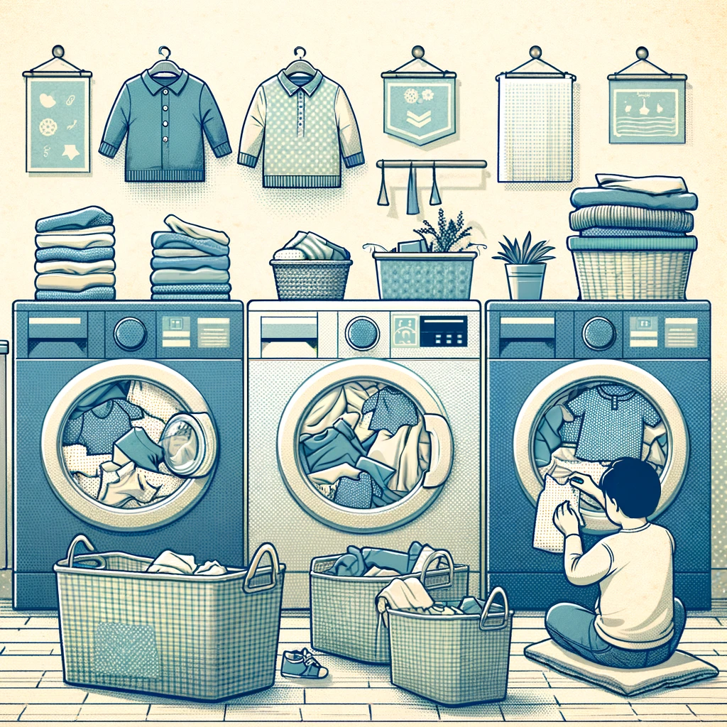 Het sorteren van babykleding voor het wassen