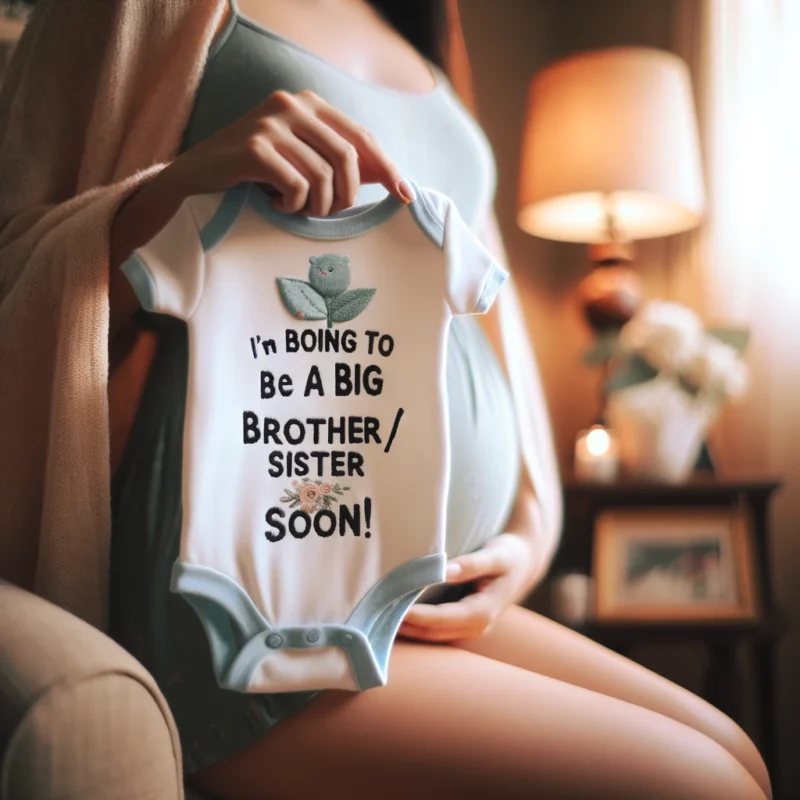 Ontwerp een set babykleding die past bij het gekozen thema van de zwangerschapsaankondiging, zoals "Toekomstige rockster" of "Klein voetballertje
